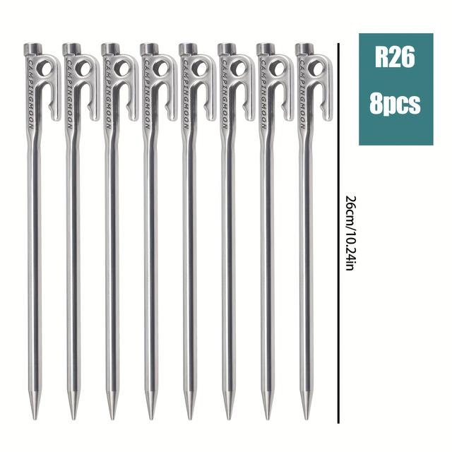 TEMU Stainless Steel Hardened Tent Pegs, Strong Ground Stakes Ideal For Hard Surfaces
