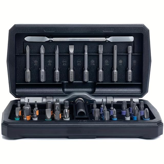 TEMU 2025년형 42-in-1 마그네틱 드라이버 세트, 라쳇 드라이버 키트, 탈착식 라쳇 핸들 포함 다용도 마그네틱 드라이브 세트, 다양한 전자 제품 수리 도구, 드라이버 세트에 적합