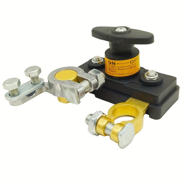 TEMU Nowy Wyłącznik Akumulatora Master - Mosiężny Wyłącznik Ujemny, 12-24V, Ulepszony Przełącznik Włącz/Wyłącz do Skutecznego Kontroli Akumulatora