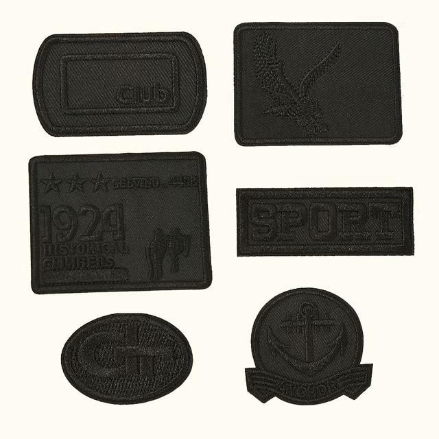 TEMU Set van 6 zwarte geborduurde patches die op strijkijzer te strijken zijn, geschikt voor kleding, tactische uitrusting, rugzakken, hoeden en als decoratieve toevoeging voor broeken en jassen