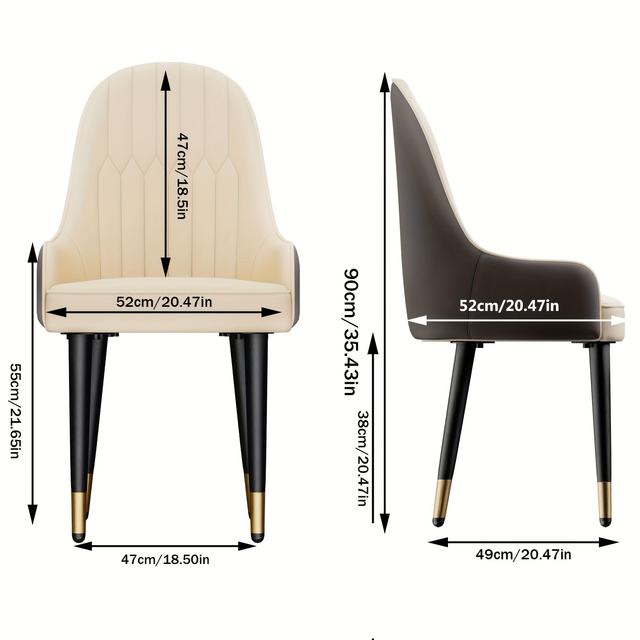 TEMU Dining Chair Set Of 2: Luxurious Upholstered High- Fiber Leather Accent Chairs With Solid Legs