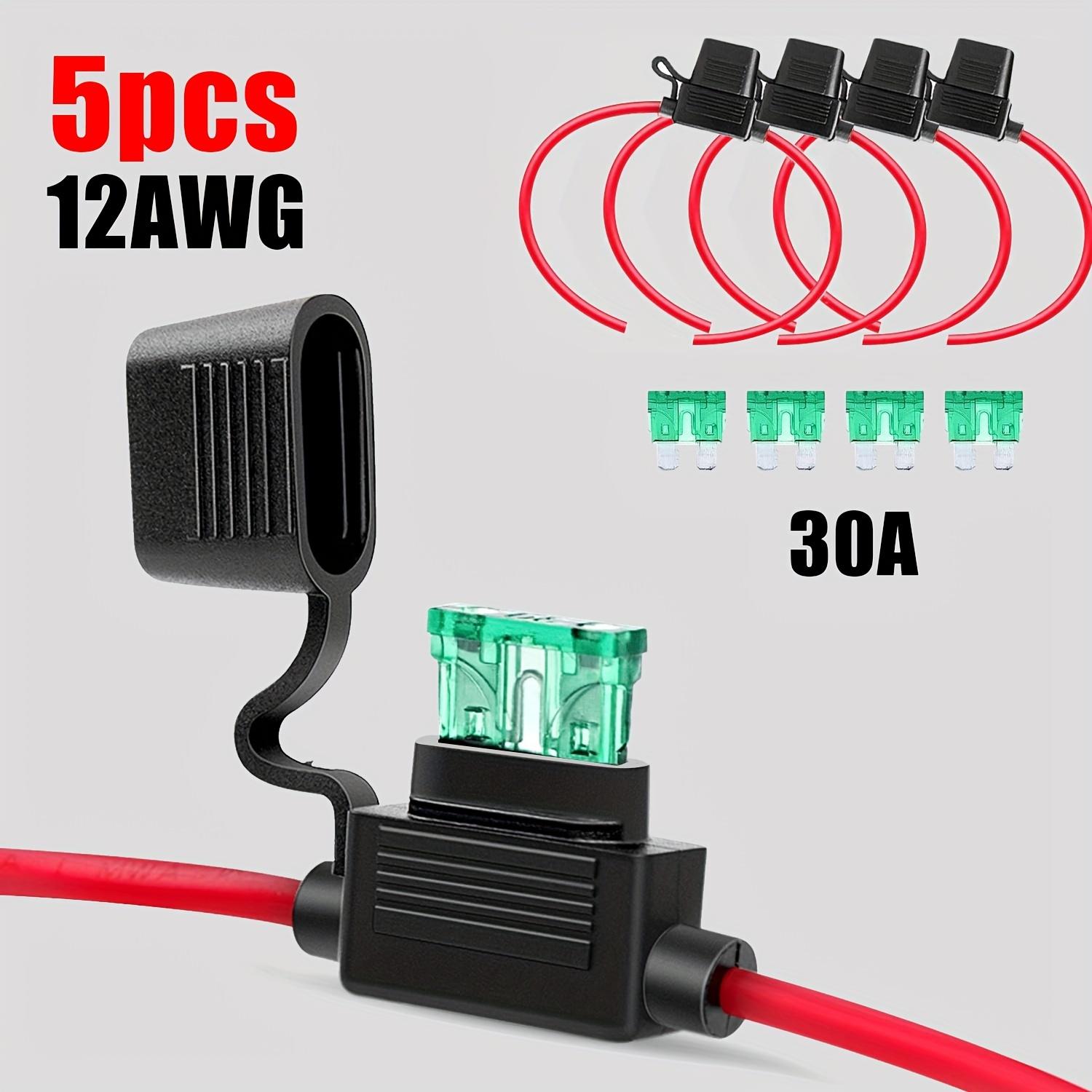 TEMU 5-pack Inline Fuse Holder For 12awg Atc/ato 30a Blade Automotive Fuses, Without Battery