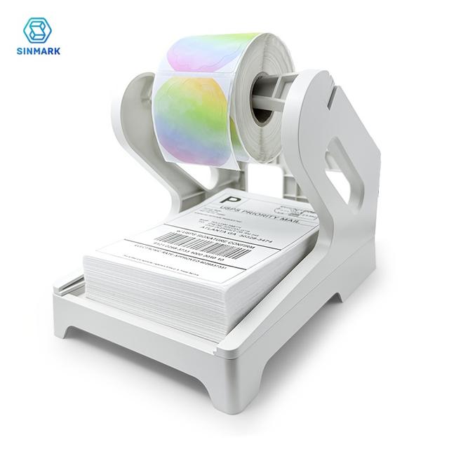 TEMU Sinmark Thermal Transport Label Holder, Ideal For Scroll And Wind Folding Labels - Black, Utilized In Offices, Transportation, , Space-saving Design, Printer Additions, Office Supplies