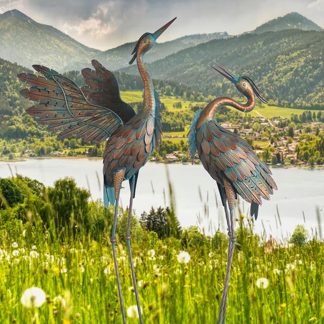 TEMU 2 Stück Metall-Kranich-Statuen, Gartendekoration, 36-42 Zoll Metall--Statuen, Außendekoration für Garten, Stehende Gartenstatue für Außenbereich, Weihnachtsdekoration