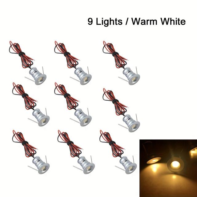 TEMU 4pcs/9pcs Aiboo Mini Spotlights, 12v Warm White & Cool White Light, Metal Recessed Cabinet/showcase Lights With, Low Voltage Suitable For, Office, Retail Shelving - Installation