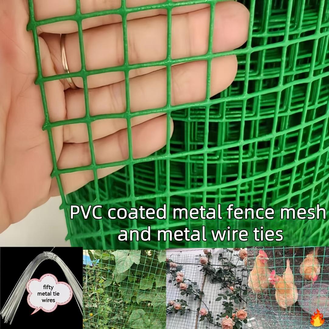TEMU Robustes geschweißtes Drahtgitter mit PVC-Beschichtung inklusive 50 Metallbefestigungen für einfache Montage – ideal für Tierabschrankungen & Gartensicherheit