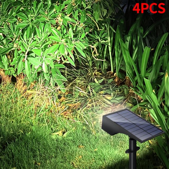 TEMU 4 szt. Zewnętrzne Solarowe Reflektory 4 Tryby Oświetlenia, Solarny Krajobrazowy Światło do Ogrodu i , 66 LED Lampki Słoneczna na Drzewo w Dworcu Bez Pilota