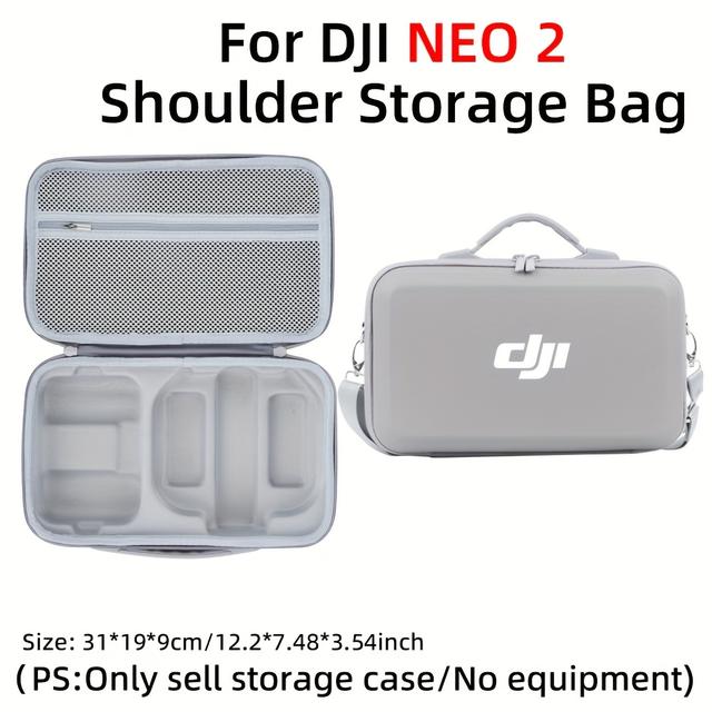 TEMU Estojo Compatível para DJI com Bolsa de Ombro Leve em PU e Rígida - Maleta de Transporte para DJI Neo More Combo, Acessórios de Viagem para Drone (Cinza)