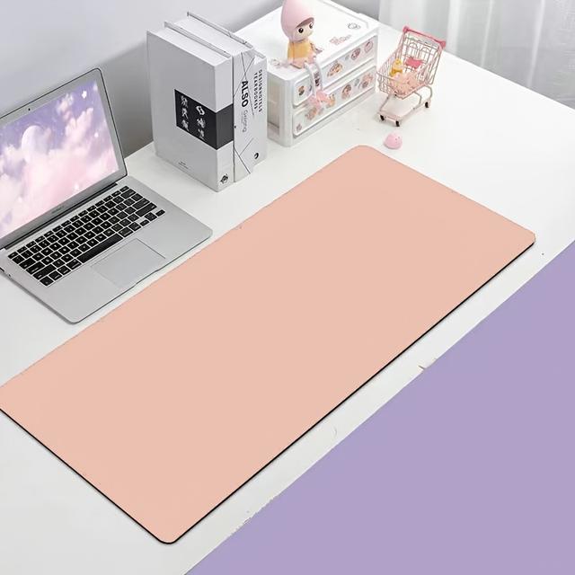 TEMU 1 Piece Pu Leather Cream Pink Large Mouse Pad, Office Desk Mat, Keyboard Pad, Makeup Table Mat