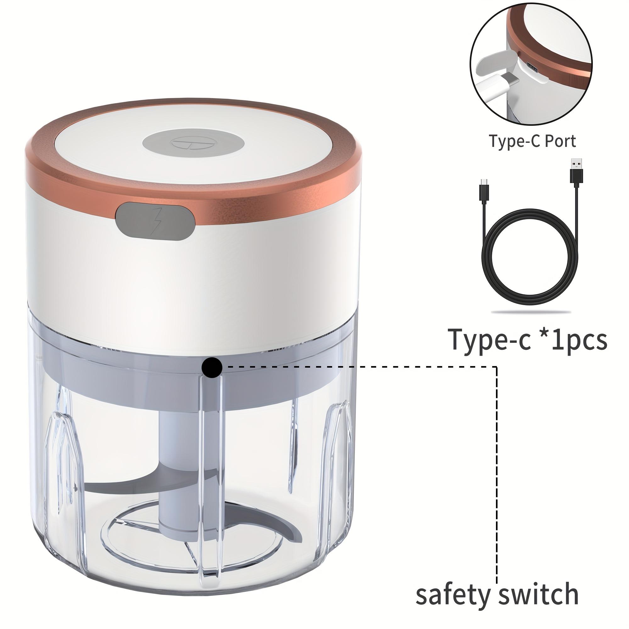 TEMU FLZH Picadora de Ajo Eléctrica y Picadora de Carne con Batería Recargable, Construcción de Plástico, Velocidad de Motor de 1200 RPM, Carga USB y una Capacidad de Trituración de 3.38/8.45Oz