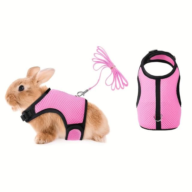 TEMU Hasen Geschirr und Leine, Atmungsaktives Mesh Weste, Verstellbar, Sicher und Bequem, Geeignet für Hasen, Kätzchen und Kleine Hunde