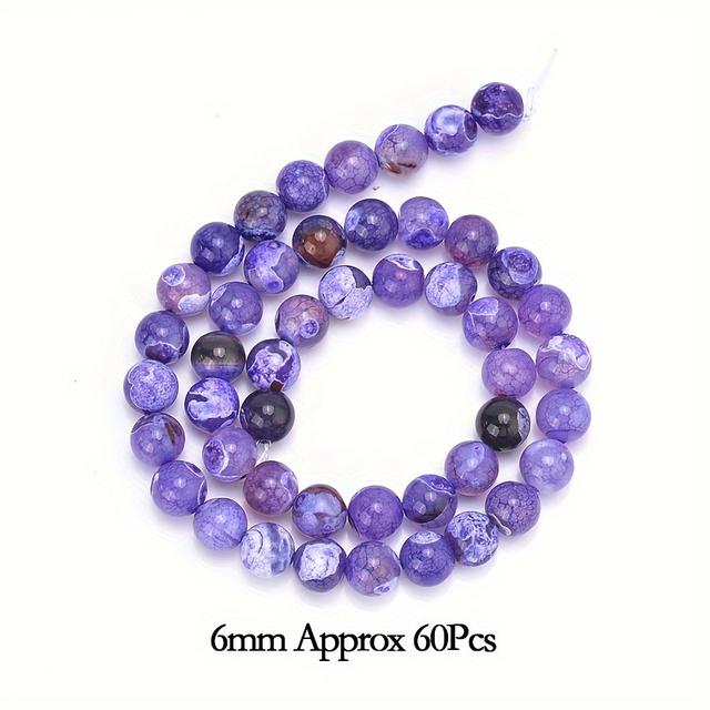 TEMU Natural Purple Vein Stone Round Loose Beads For Jewelry Making Diy Charm Bracelet 6-10mm