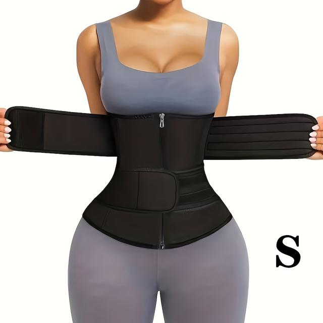 TEMU 1pc Zipper Waist Trimmer With Double Belt, Waist Trainer, Hook & Loop Cincher, Women's Underwear & Shapewear
