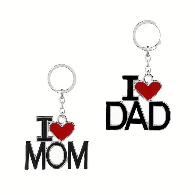 TEMU Dárek pro ni/ Sada 2 klíčenek ke Dni a Dni otců, promyšlený dárek pro rodiče, ideální k zavěšení dekorativní řetízky do vozidel, tašek a dalšího
