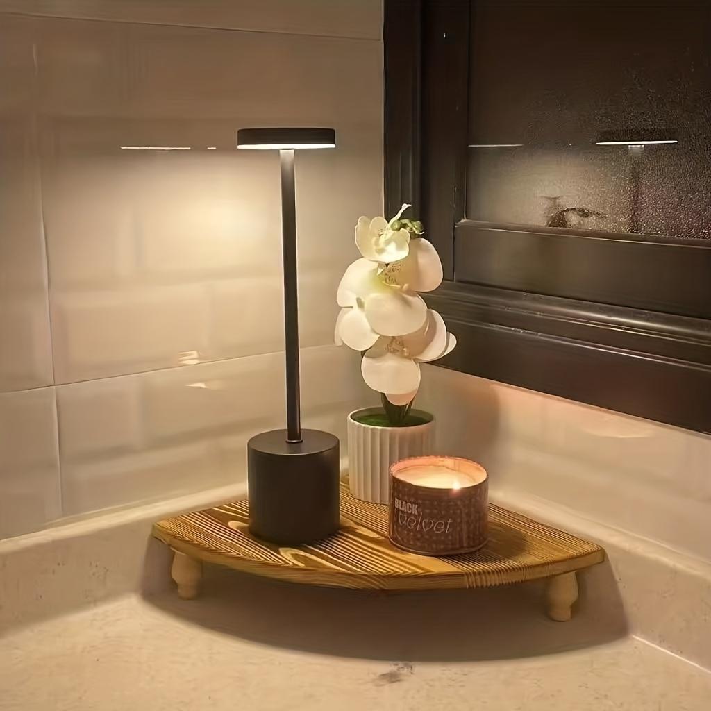 TEMU 1pc Rustic Elevated Tray, Torched Wood Triangle Stand, Space-saving Desktop Organizer For Kitchen Spice Rack And Home Decor Display, Corner Shelves