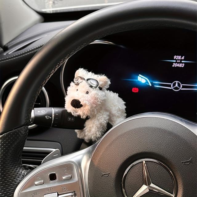 TEMU 1pc Uncharged Fabric Plush Puppy , Cute, Soft, For Gear Shift/ Area, Dashboard Accessories, With Jun Lai , For Women