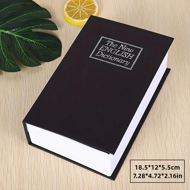 TEMU 1pc Secure Book-style Safe Box With Keys - Hidden Compartment For Cash, Jewelry & - Black & White, 7.28x4.72x2.16in, Durable Iron Construction