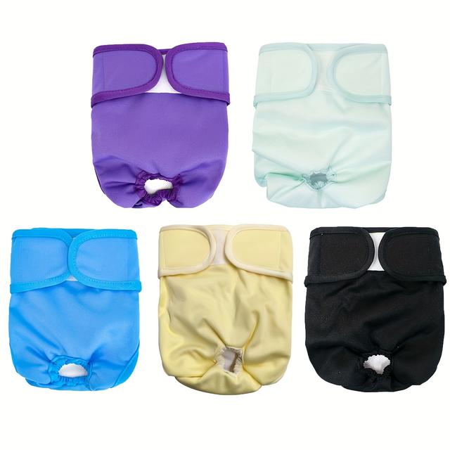 TEMU 5 Pack Dog Diapers Female Washable Doggie Diapers For Female Dogs, Strong Absorbent Reusable Dog Period Diapers, Female Dog Diapers For Heat & Pet Incontinence