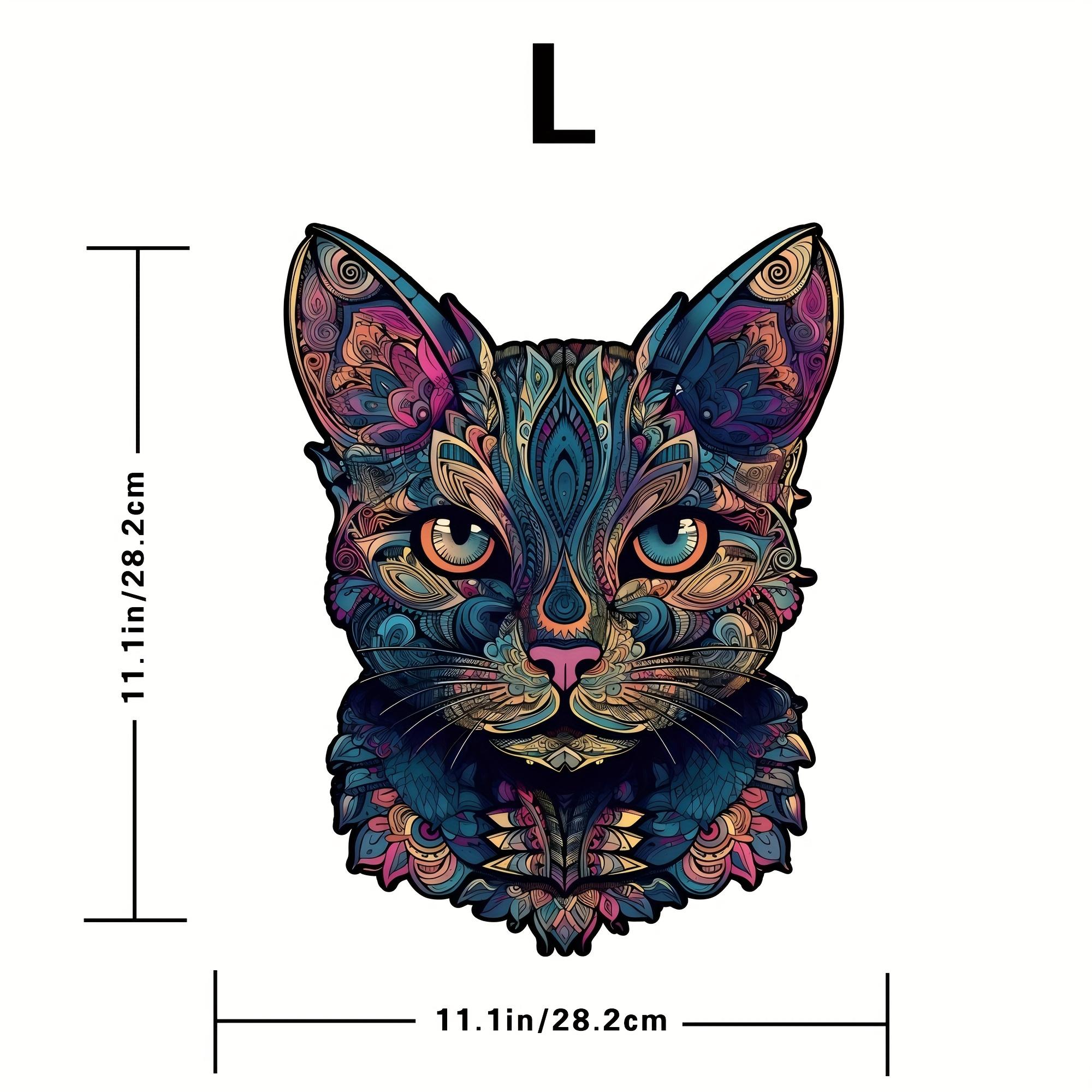 TEMU Mandala Cat Wooden Puzzle, Unique Irregular Animal Shape, High Difficulty Brain Teaser Toy, Ideal Birthday And Christmas Gift, Challenging Home Decor Art