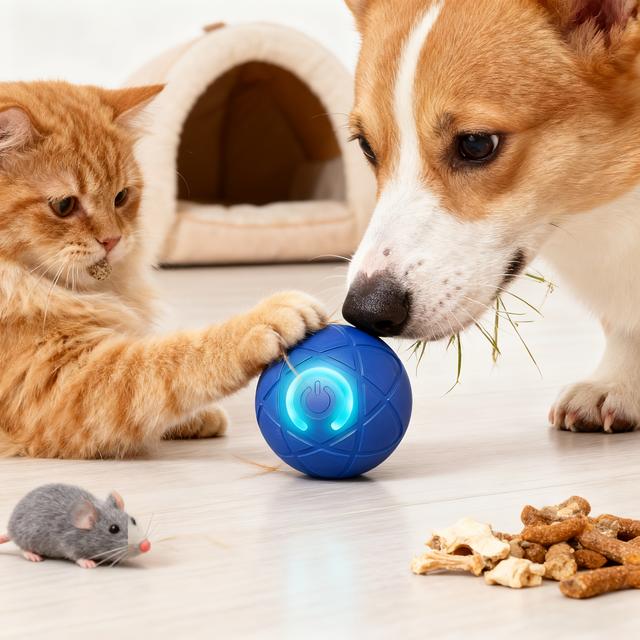 TEMU Interactive Bouncing Dog Toy Ball With Gravity-activated Motion & Automatic Bouncing - Chew-resistant, Usb-powered (rechargeable Battery) - For Small Dogs, , Dog Toy