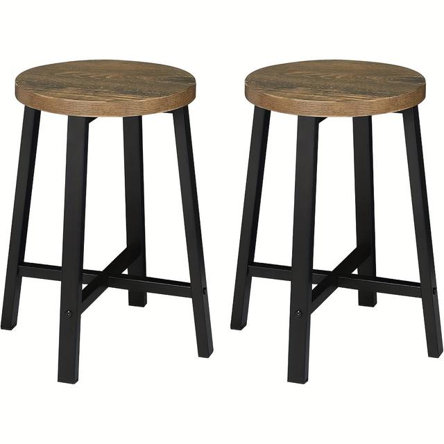TEMU 2 piezas de Set de sillas de comedor de 4, silla de cocina, taburete de cocina, madera de ingeniería y metal, estilo industrial