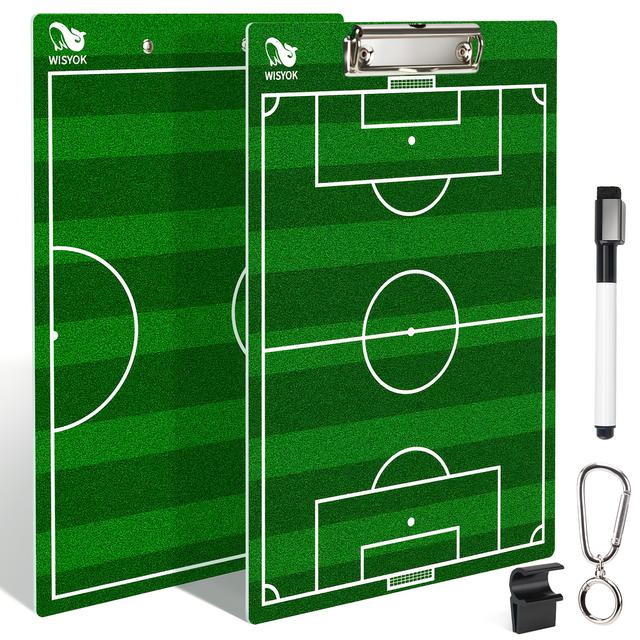 TEMU WISYOK Radera Tränarklippbord, Fotbollstränarbräda, Premium Fotbollstaktikbräda, Dubbelsidigt Fotbollsklippbord för Tränargåva