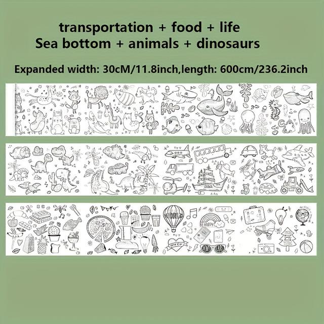 TEMU 6 Types Of Aheayuan Extra Long Doodle Paper Rolls - Cuttable, Learning And Educational Supplies, Shape Recognition Skills Trainer - Coloring & Drawing, Ideal Gifts For New Year, Halloween