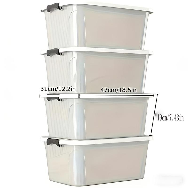 TEMU 4 Boîtes de Rangement en Plastique Empilables - pour Coffre de Voiture, Armoire, et Salle de Bain - Conteneurs Polyvalents Ménagers Électricité