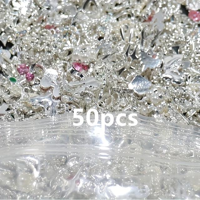 TEMU 50db/30db Válogatott Fém Műköröm Díszek Strasszkövekkel, Több Ezer Különböző Mintából, Véletlenszerű Pillangó és Műköröm Kiegészítők