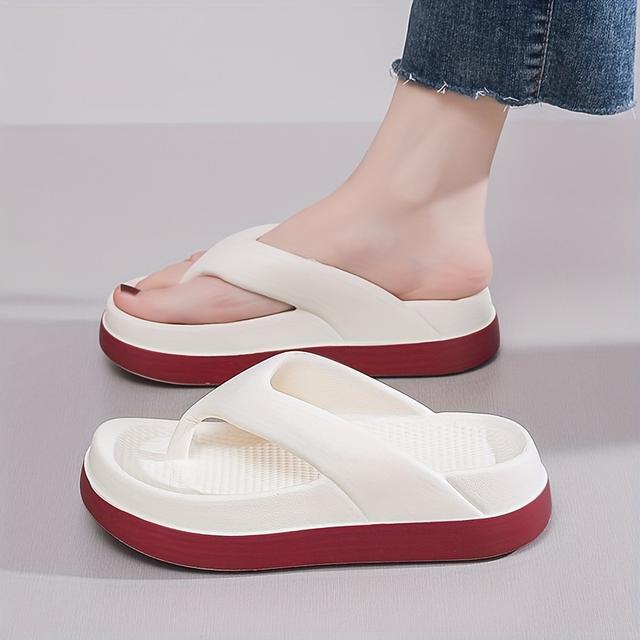 TEMU Women's Eva Flat Sandals - Casual Slip-on Open Toe Shoes With Thick Sole, Anti-slip, Comfortable, Solid Color Beach Footwear