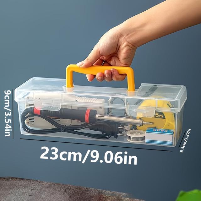 TEMU Plastic Handheld Tool & Craft Storage Box With Lid - Portable Organizer Suitable For Screws, Nails, Diy Supplies, Scredriver Bits - Lightweight Container For Home, Workshop, Outdoor Use