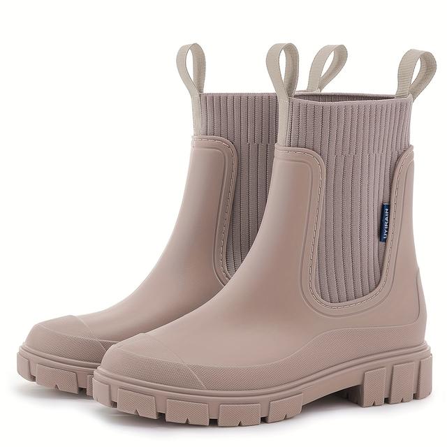 TEMU A Pair Of Women's Rain Boots, Stylish Chelsea And Slip-resistant Outdoor Rain Shoes, Versatile And Fashionable For Women, Featuring Thick Soles For Added Height