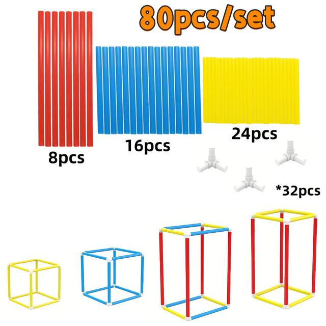 TEMU 80pcs/set, Display Frame Models, Three-dimensional Geometry Teaching Aids, Demonstration Textbooks For Cultivating Geometric , Student Supplies, Suitable For School And Home Teaching