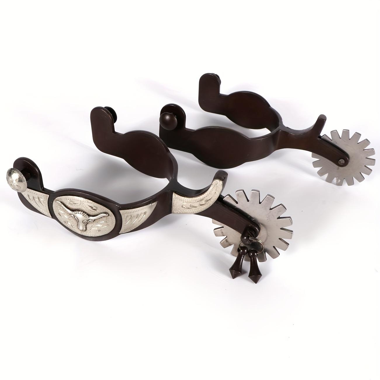 TEMU 2pcs Western Cowboy Spurs With Gears - Bronze Cow , Durable Iron Construction
