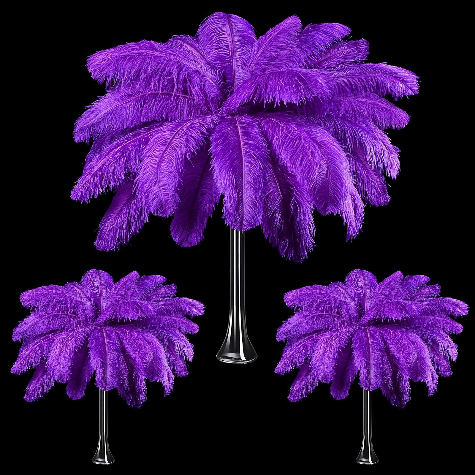TEMU 90pcs Large Feathers Bulk 14-16 Inch (35-40cm) 12-14 Inch (30-35cm) 10-12 Inch (25-30cm) Feathers Plumes For Centerpieces Wedding (purple)