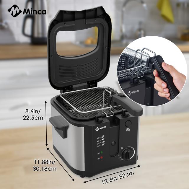 TEMU M Minca Electric 2.5l Deep Fryer With Basket, Adjustable Temperature Frying Pot For Home Use, Removable Lid And 2.5l Inner Pot Easy To Clean