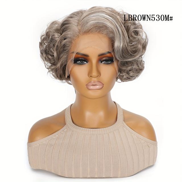 TEMU 10-inch 13x5x1 T-part Front Lace Bouncy Egg Curls Glueless Minimalist Hd Lace Short Curly Synthetic Wig For Women - 1920s Style For Daily Use