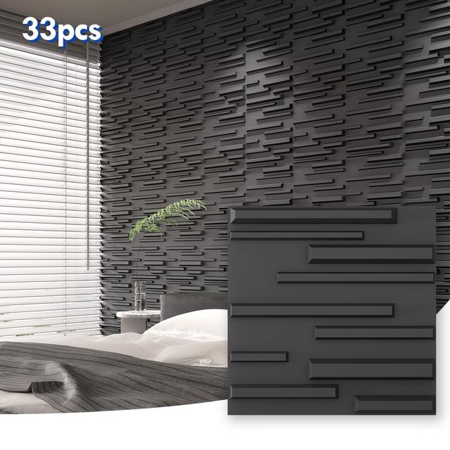 TEMU 33pcs Geometric Maze Pvc Wall Tiles, 11.8"x11.8", 32 Sq Ft. - Modern Textured Rooms, Bedrooms, Kitchens & More - Lightweight, Fire Resistant & Easy Diy Installation, Wall Decor Living Room Tiles