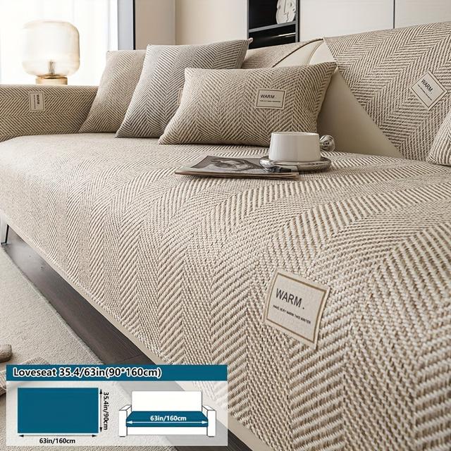 TEMU 1pc Upholstery Design Sofa Cover - High Quality Polyester, Non-slip Furniture Protector, Pet-friendly Sofa Protection - Suitable For Armchairs, Love Sofas, 3 And 4 Seater Sofas, Machine Washable