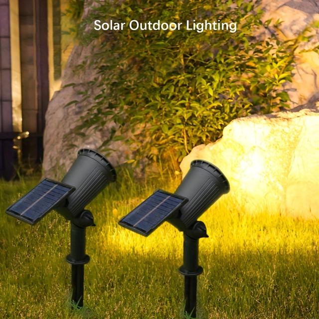TEMU 2 Pack Solar Spot Lights With 9 Leds, Ip65 Landscape Led Lighting Solar Tree Lamp, Outdoor Landscape Spotlight, Auto , Adjustable Beam For Garden, Pool, Pond And Yard