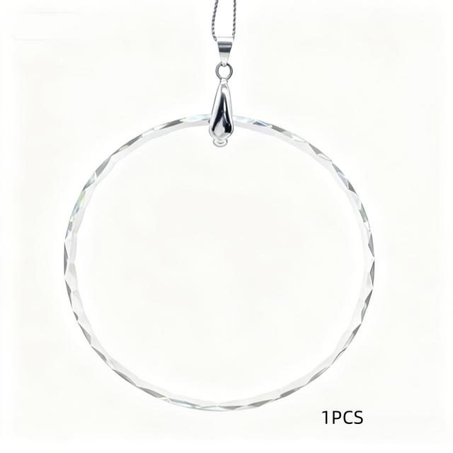 TEMU قطعة واحدة 8 سم زينة زجاجية كريستالية معلقة دائرية فارغة شفافة اصطناعية - تصميم أنيق متعدد الوجوه، مثالية لشجرة عيد الميلاد، وحفلات الزفاف، والأعمال اليدوية