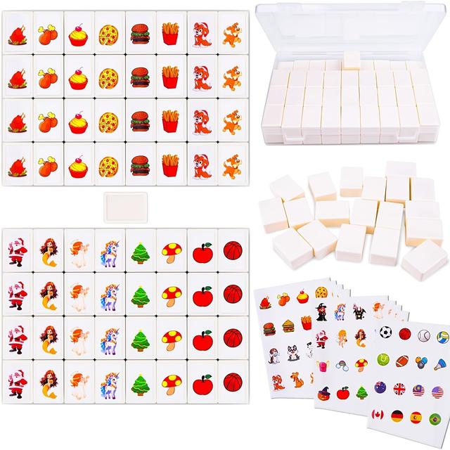 TEMU 80-delige Seaside , inclusief 15 stickers, 65 Mahjong-, geschikt voor familiebijeenkomsten, kamperen en feesten, patronen om uit te kiezen, meerdere leuke manieren om te spelen