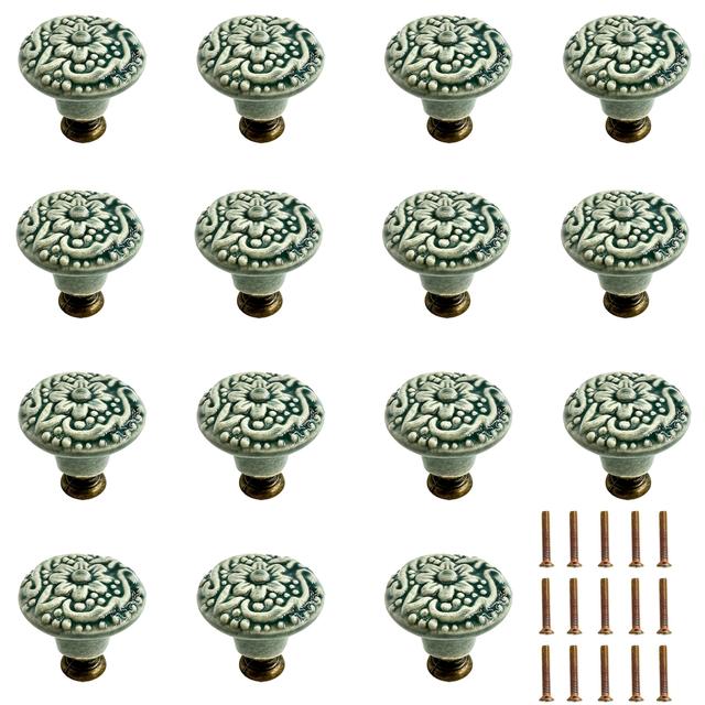 TEMU Factory Direct Embossed Floral Ceramic Handle. Modern Minimalist Children's Furniture Wardrobe Cabinet Single-hole Knob. With Mounting Screws.