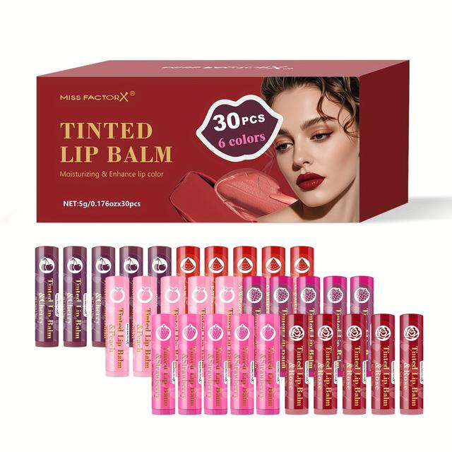 TEMU A 30pcs Lip Balm Gift Set Featuring Moisturizing Gloss Balm, Transparent Shades, And A Shiny, Luminous Finish, Perfect For Women's Makeup And As Gift Set.