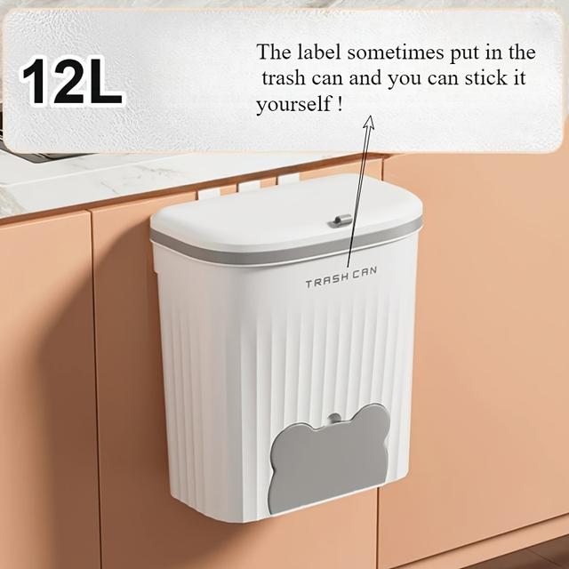 TEMU 12l Kitchen Wastebasket Wall Mounted Trash Can With Lid Bathroom Trash Bin For Cabinet Under Sink Compost Bin