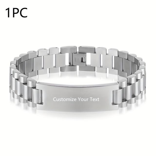 TEMU Customized 1pc Men's Bracelet, , Laser Engraved, And Personalized
