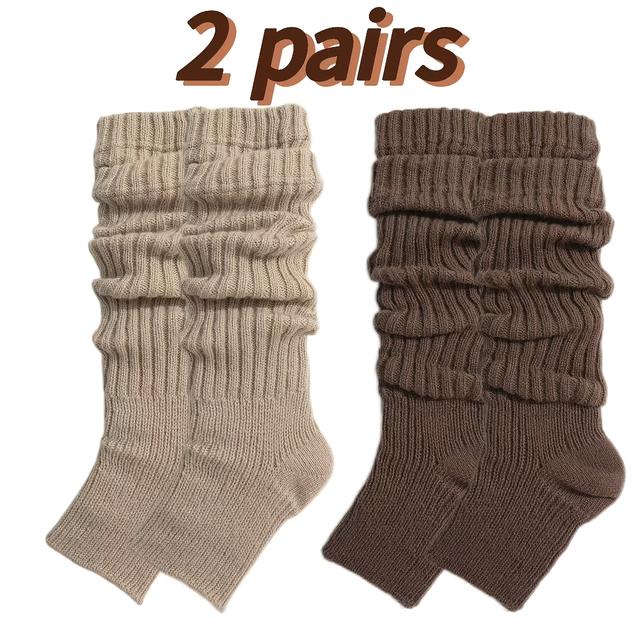 TEMU 2-pair Pack Women's Wool Sock Covers - Warm Winter Suitable For, Cozy Leg Protectors, Hand Washable Wool Sock Cases (no Blanks)