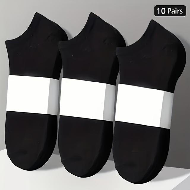 TEMU 10 Pairs Of Simple Solid Color Invisible Boat Socks For Men, 20 Pcak Sports Black, Gray And White Solid Color Socks, Comfortable Ankle Socks