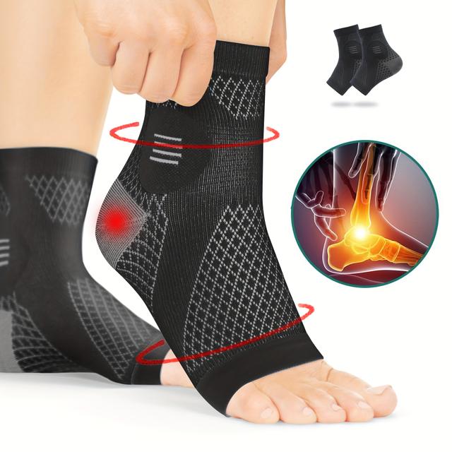TEMU Premium Ankle Compression Socks, Compression Foot Sleeves With Arch And Ankle Support, Open-toe Design Neuropathy Socks, Elastic Foot Brace For Daily Wearing And Outdoor Activities