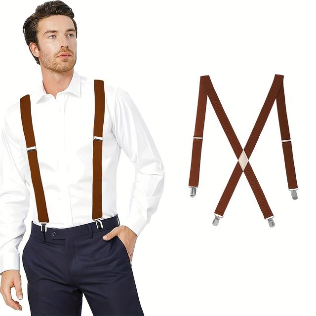 TEMU Tirantes de color sólido para hombre, tirantes elásticos en forma de X, adecuados para negocios, fiestas, bodas, deportes y uso